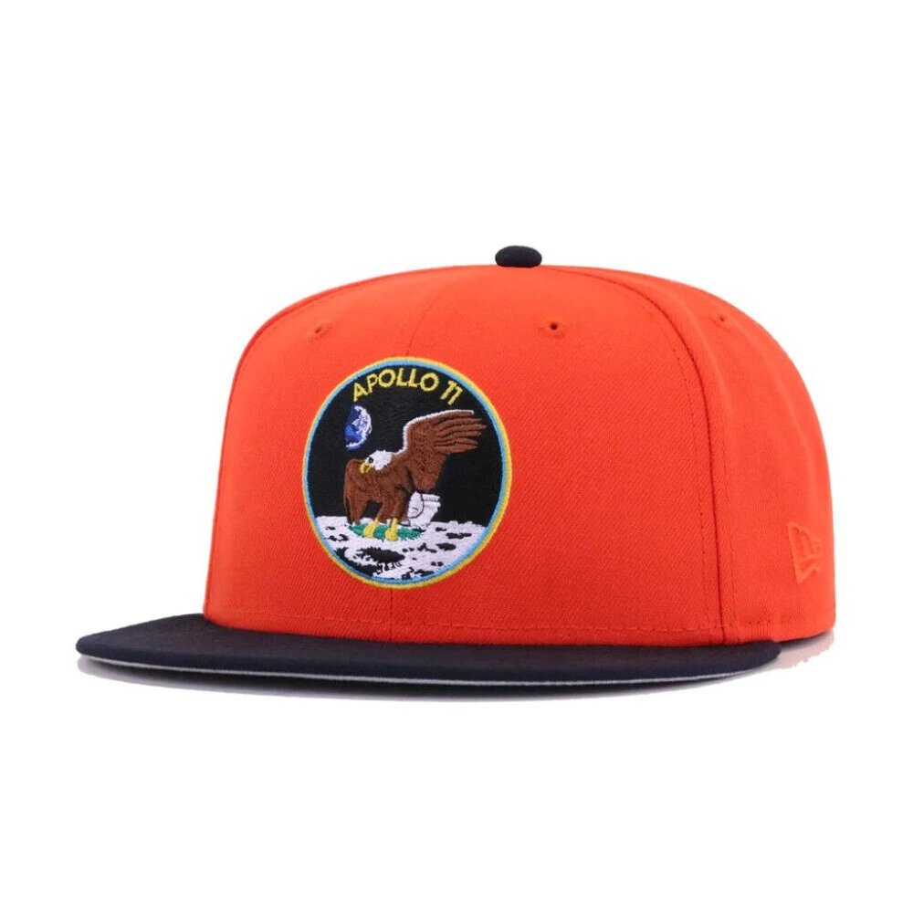 New Era Houston Astros Apollo 11 Logo Patch 59fifty 5950 Size 7 Orange Hat Cap